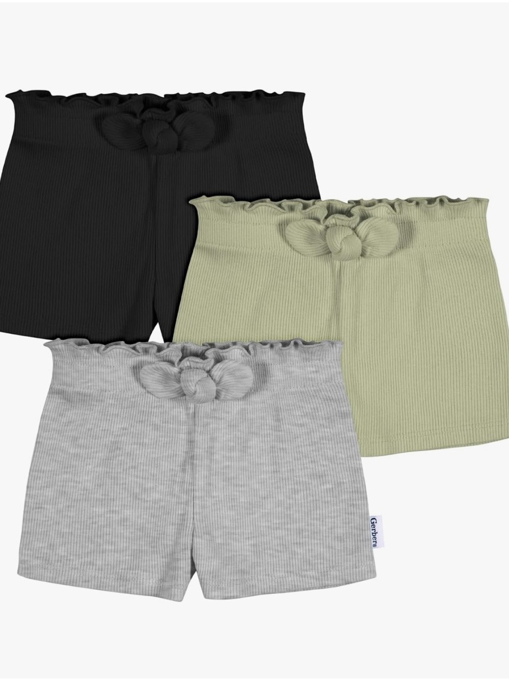 NWT Gerber Baby Girls' Toddler 3-Pack Pull-on Knit Shorts, 3T